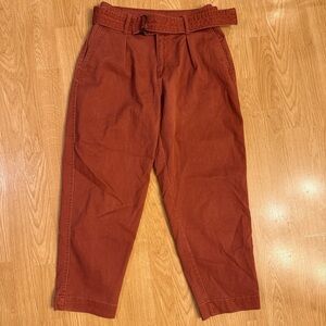 A New Day Size 4 Pants- Rusty Red Brushed Cotton Pleated Ankle Pants